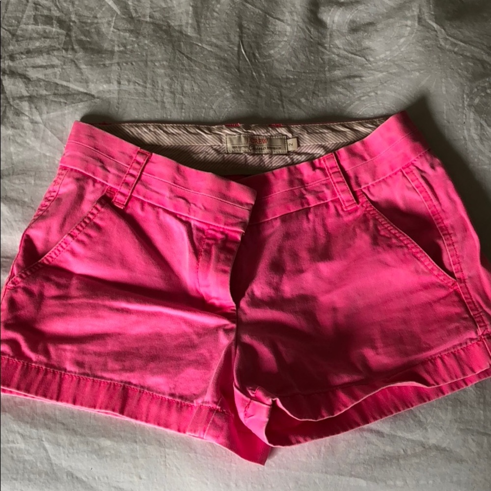 Bright pink jcrew chino shorts